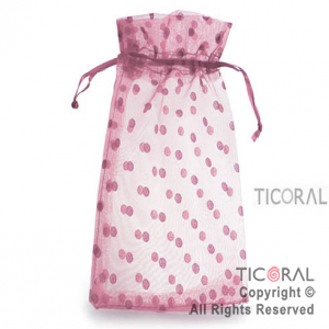 BOLSA ORGANZA ROSA 13X20 LUNARES HS3975-8 x 1